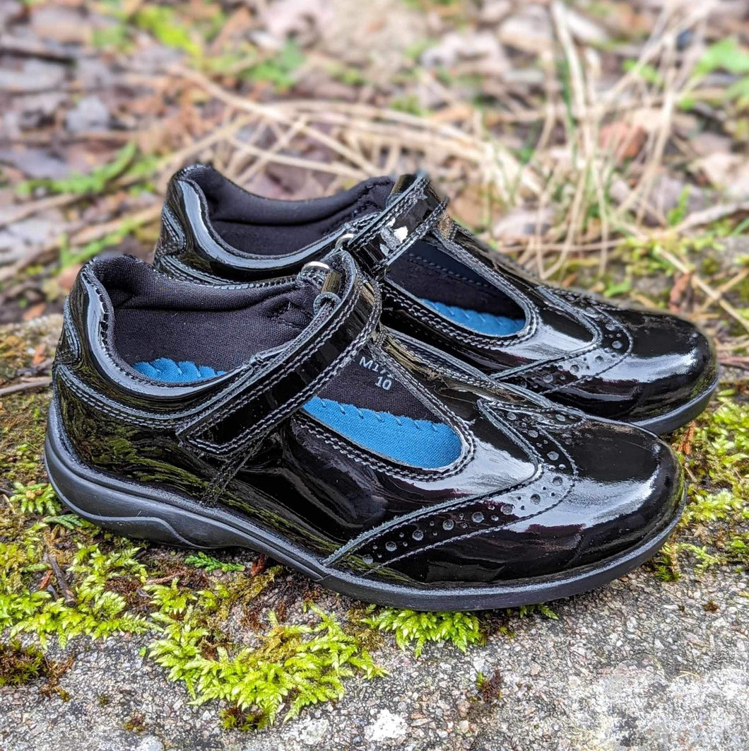 Term Janine Black Patent School Shoes
