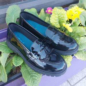 Term Willow Black Patent School Shoes