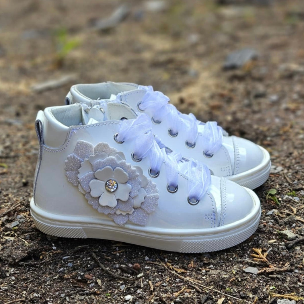 Andanines White Patent Hi-Top Boot 252506-3
