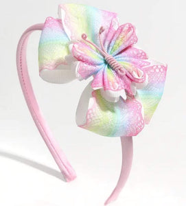 Butterfly & Bow Hairband Pastel Multi