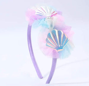 Seashell & Ruffle Hairband Pastel Lilac/Multi