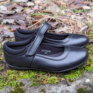 Term Maya Black Leather School Shoes