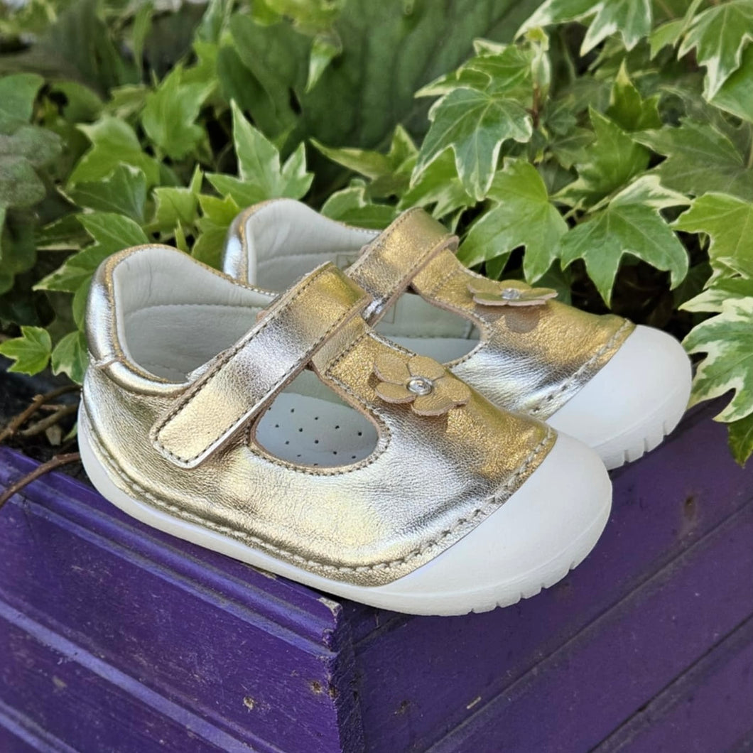 Andanines Metallic Gold Leather Pre-Walker 211113