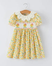 Load image into Gallery viewer, Rylee Faith Easter Yellow Chick Embroidery Floral Dress
