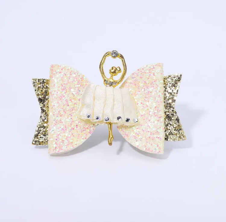 Ballerina Cream & Gold Hair Bow