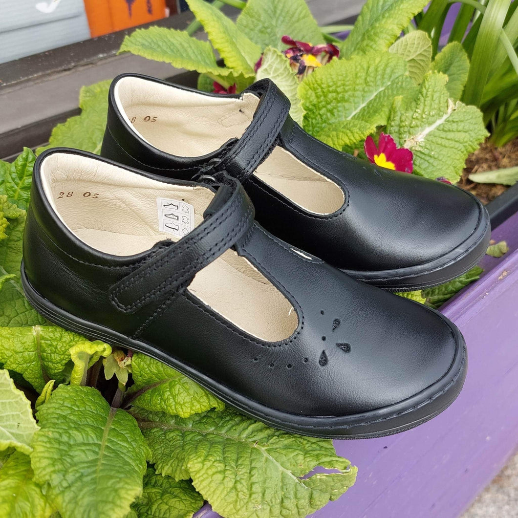 Froddo Mia T Black Leather School Shoes