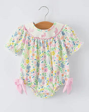 Load image into Gallery viewer, Rylee Faith Easter Bunny Embroidered Pom-Pom Short Sleeved Romper
