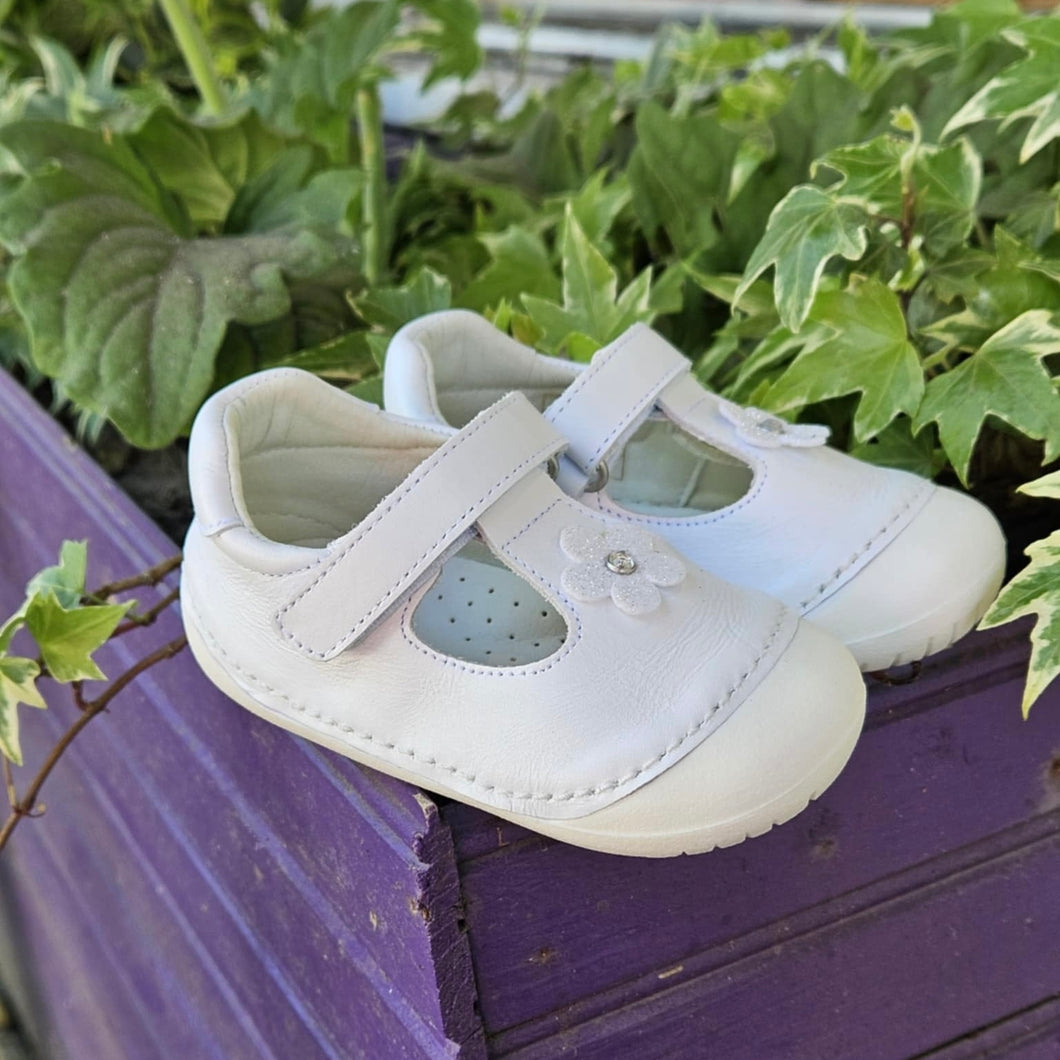 Andanines White Sparkle Leather Pre-Walker 211113