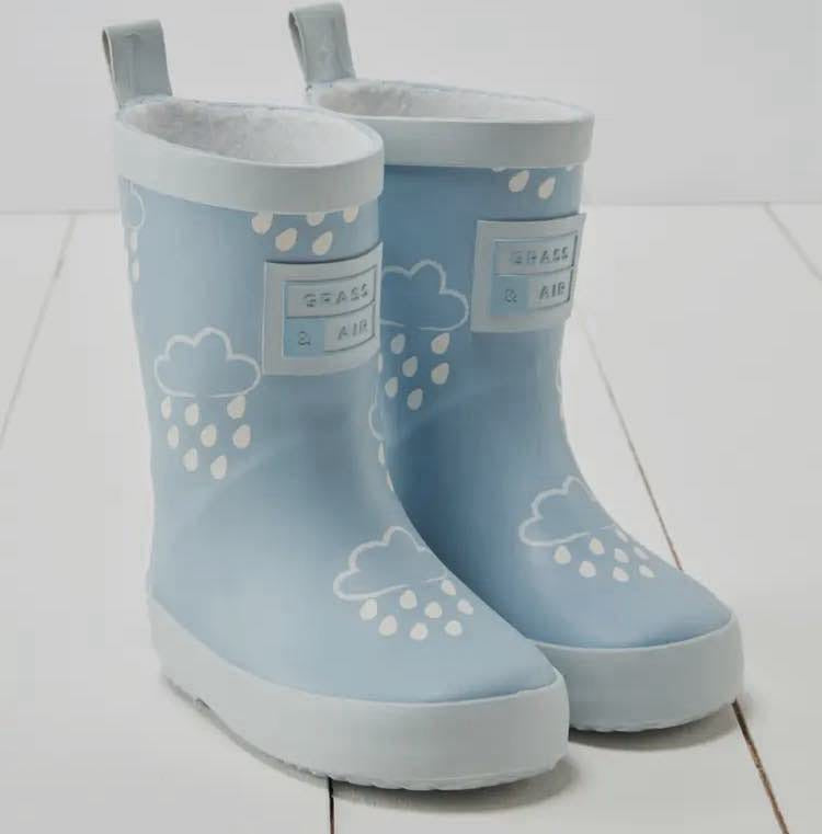 Grass & Air Rain Clouds Colour Changing Wellies Blue