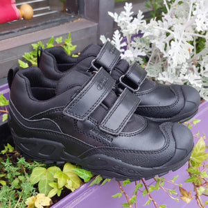 Geox Black Leather J N Savage School Shoe