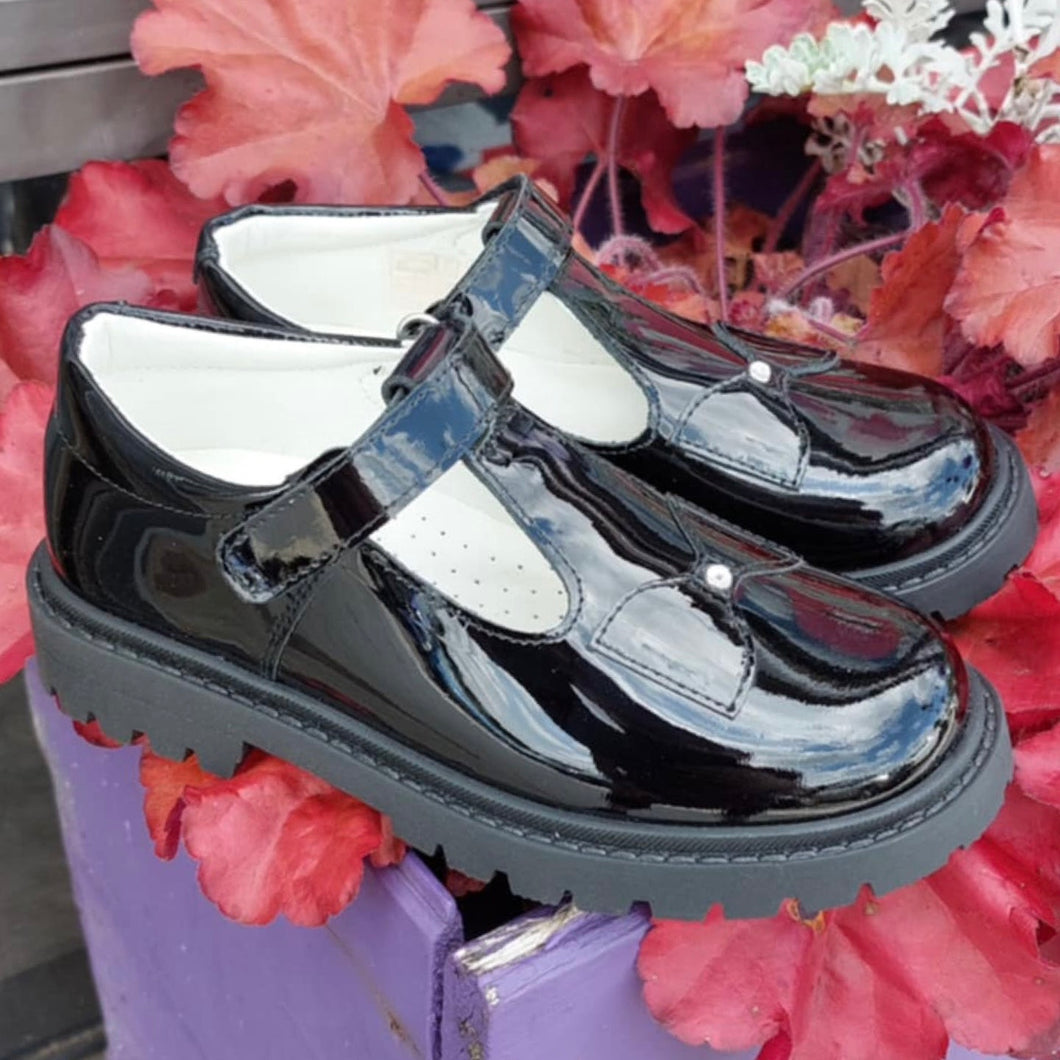Andanines Black Patent School Shoe 252421