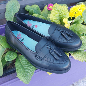Term Harley Black Leather School Shoes