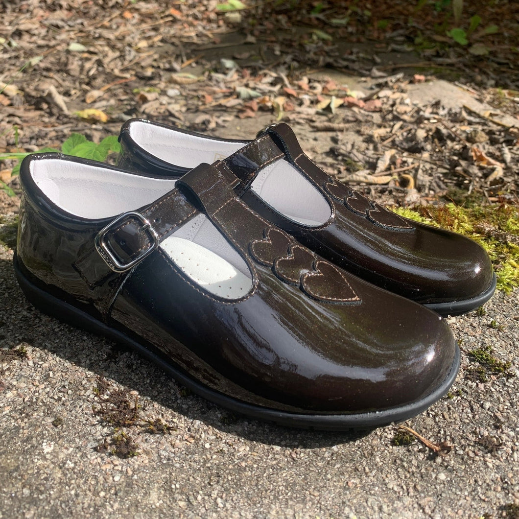 Andanines 212592-8 Brown Patent School Shoes