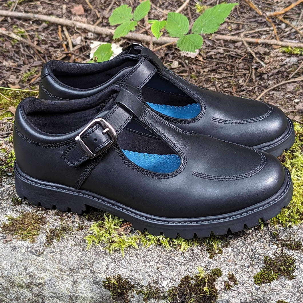Term Emily Black Leather School Shoes