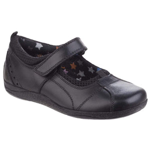 Hush Puppies Cindy Black Leather School Shoes