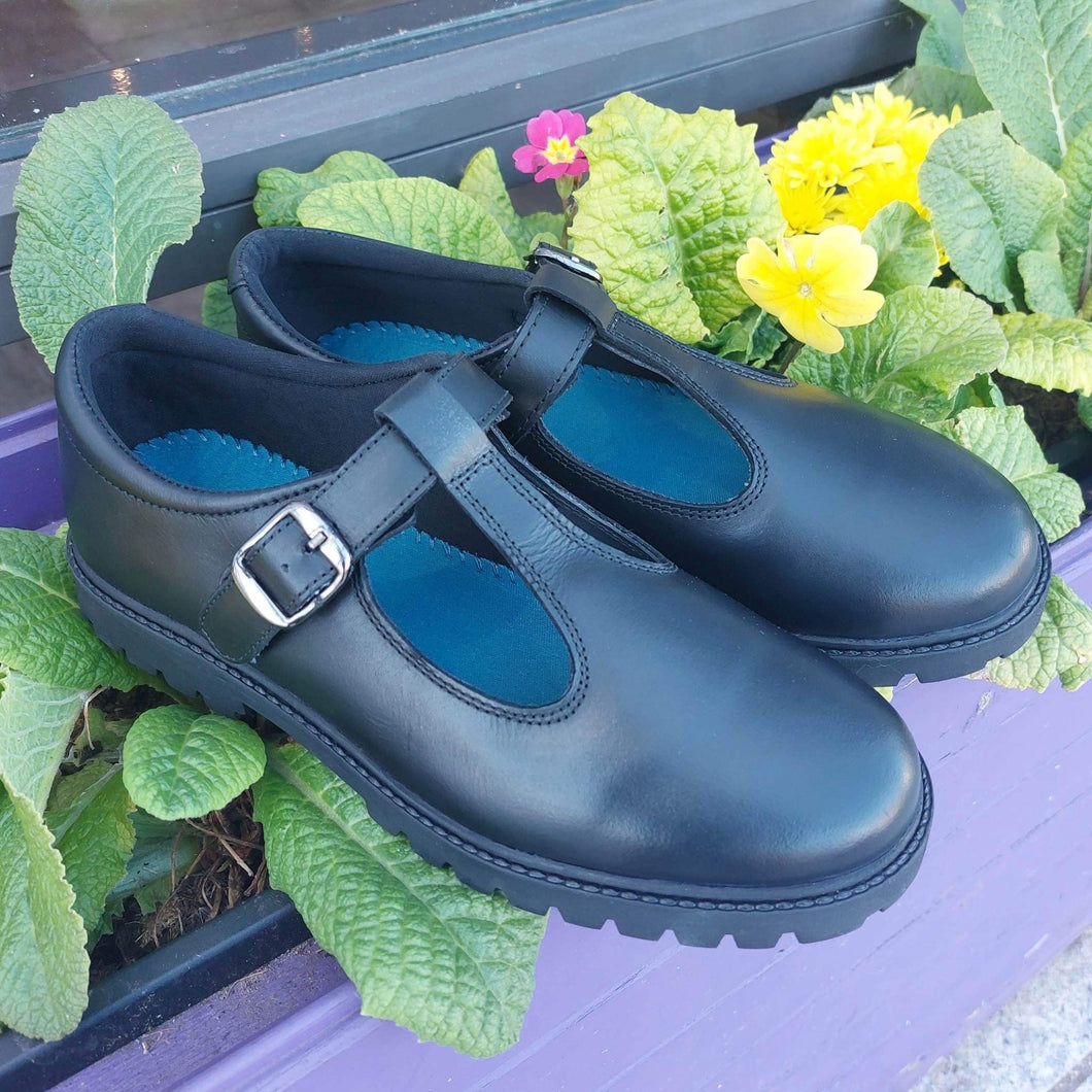 Term Connie Black Leather School Shoes