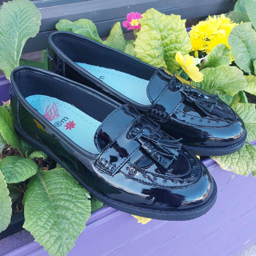 Term Harley Black Patent School Shoes