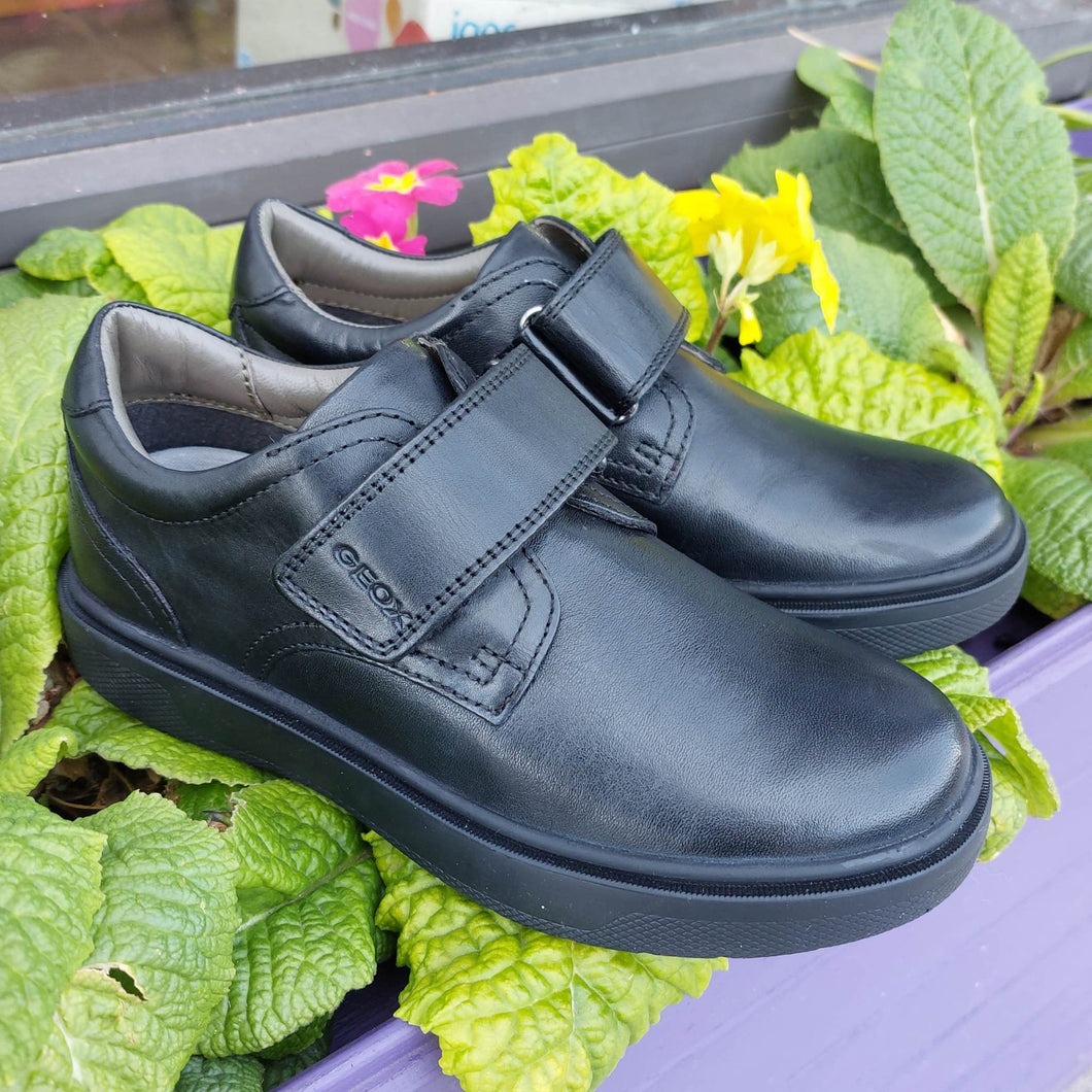Geox Riddock B.G. Black Leather School Shoes