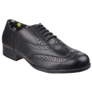 Hush Puppies Kada Black Leather School Shoes