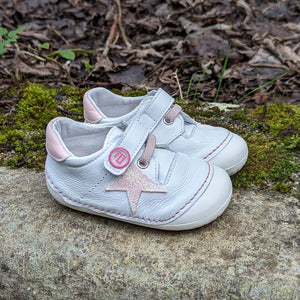 Andanines Pre-Walker 211106-3 White Leather with Pale Pink Glitter Star